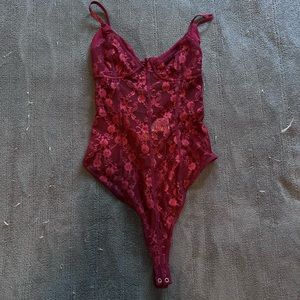Free people red lace bodysuit $20 never worn